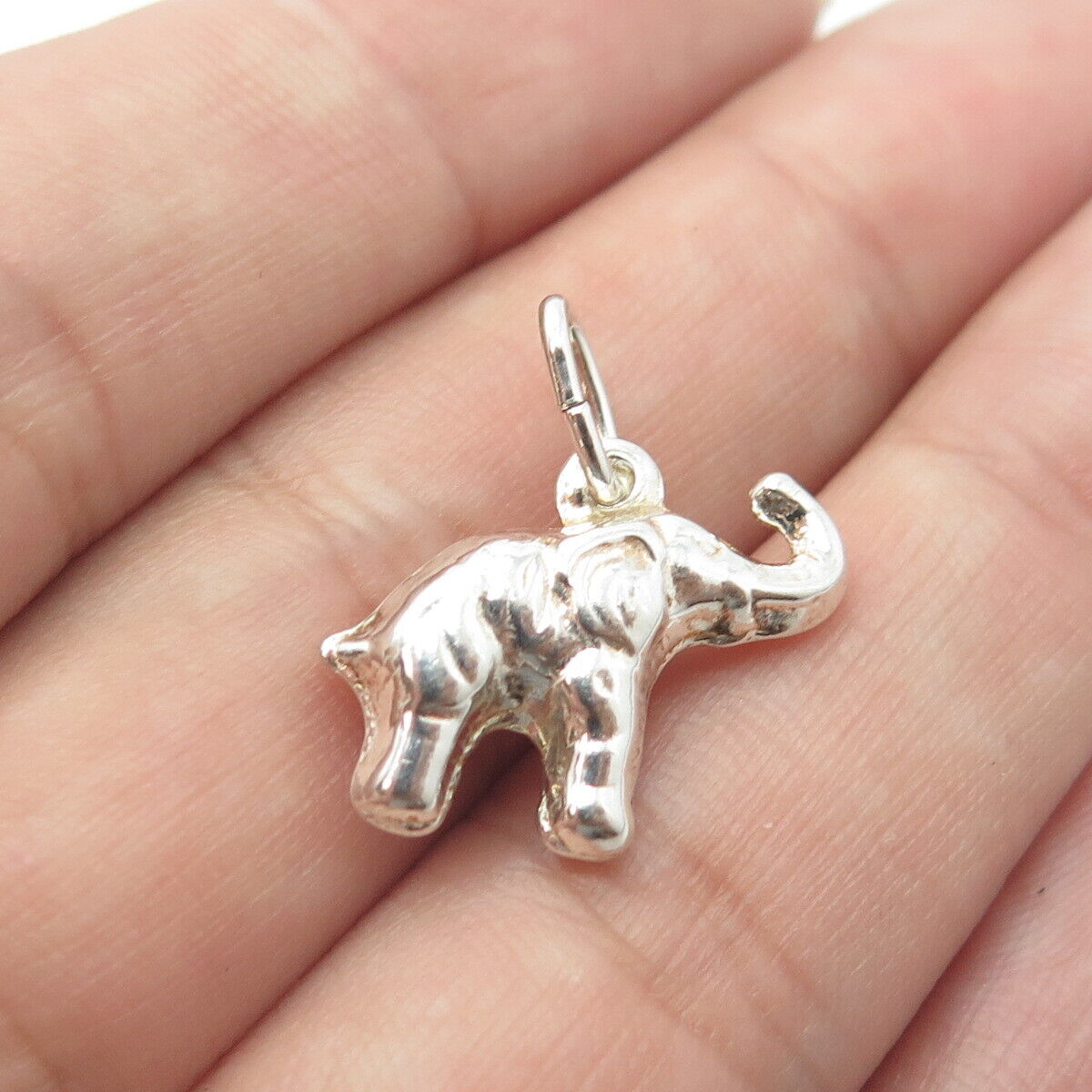 925 Sterling Silver Old Stock Italy Elephant 3D Charm Pendant