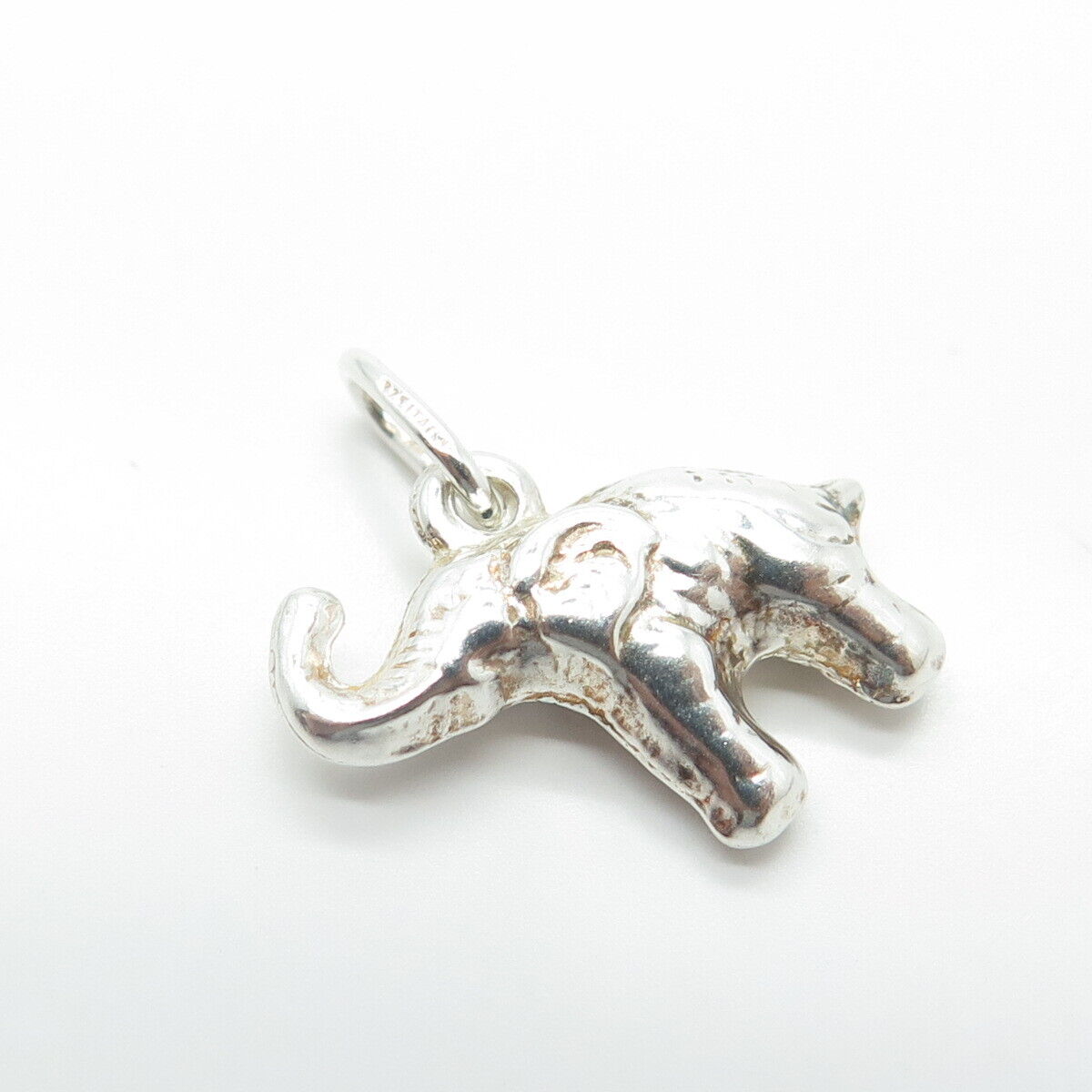 925 Sterling Silver Old Stock Italy Elephant 3D Charm Pendant