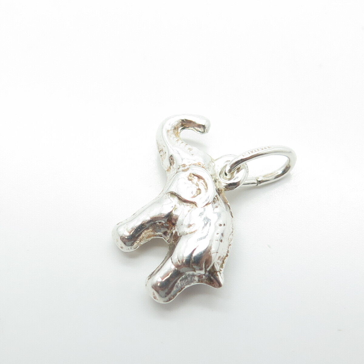 925 Sterling Silver Old Stock Italy Elephant 3D Charm Pendant