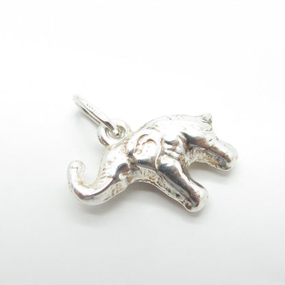 925 Sterling Silver Old Stock Italy Elephant 3D Charm Pendant