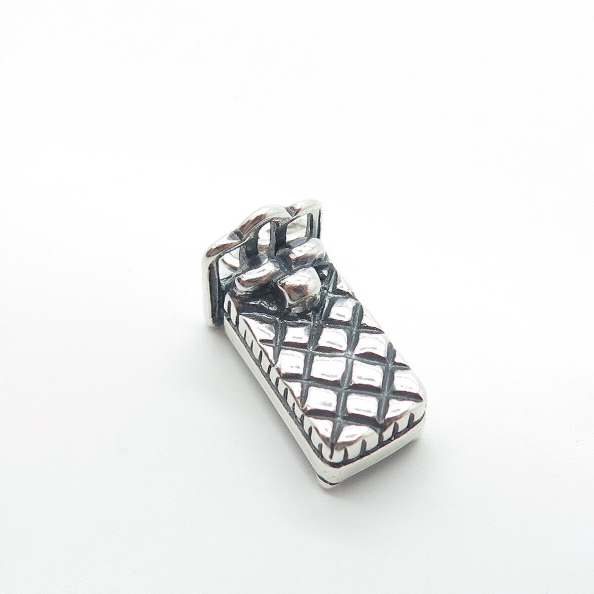 925 Sterling Silver Old Stock Twin Size Bed Charm Pendant