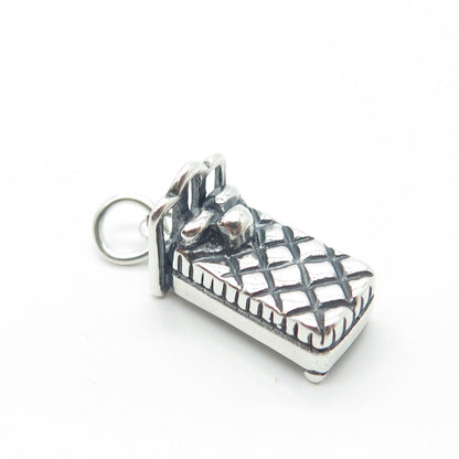 925 Sterling Silver Old Stock Twin Size Bed Charm Pendant