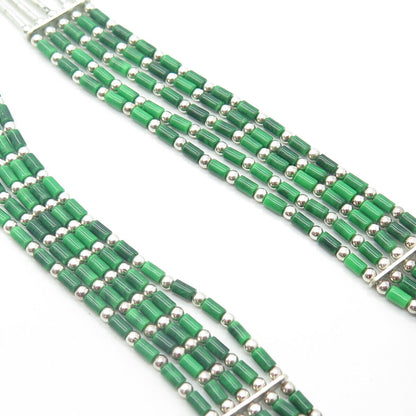 925 Sterling Silver Vintage Sunrise Southwestern Malachite Liquid Necklace 18"