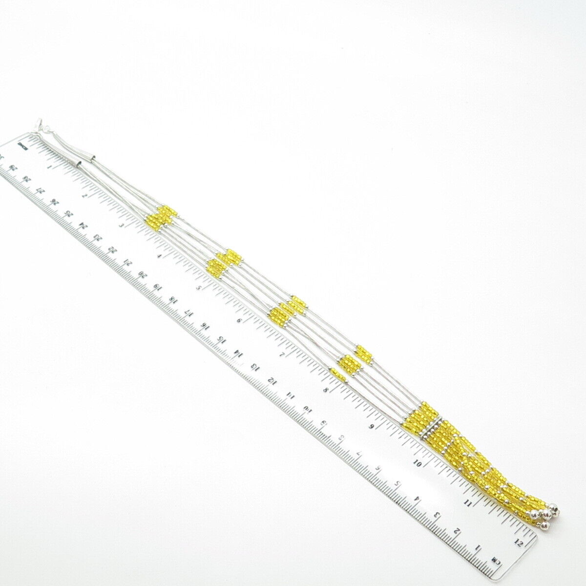 925 Sterling Silver Vintage Sunrise Southwestern Yellow Bead Liquid Necklace 20"