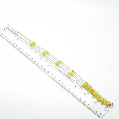 925 Sterling Silver Vintage Sunrise Southwestern Yellow Bead Liquid Necklace 20"