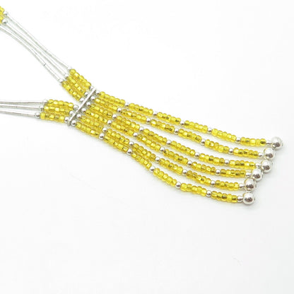 925 Sterling Silver Vintage Sunrise Southwestern Yellow Bead Liquid Necklace 20"