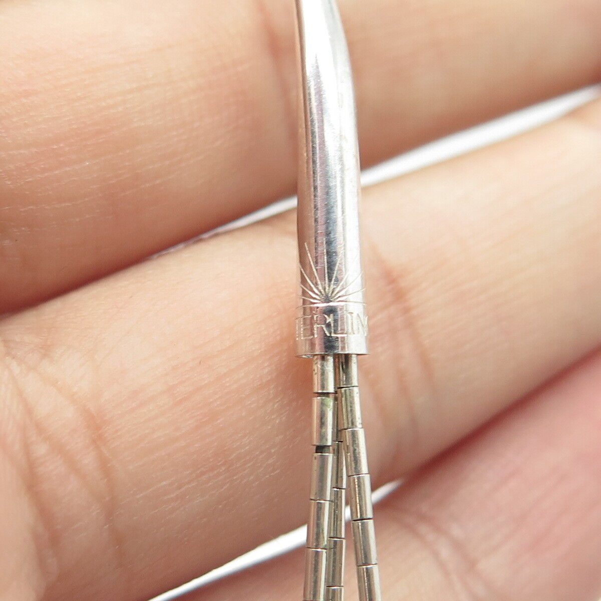 925 Sterling Silver Vintage Sunrise Southwestern Yellow Bead Liquid Necklace 20"