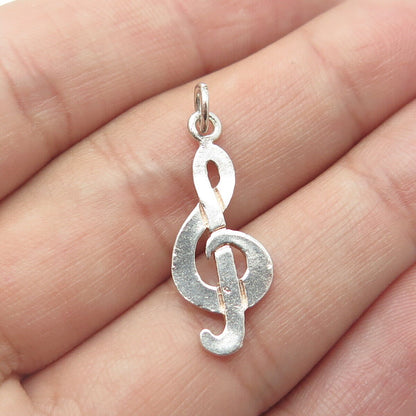 925 Sterling Silver Vintage Treble Clef Music Charm Pendant