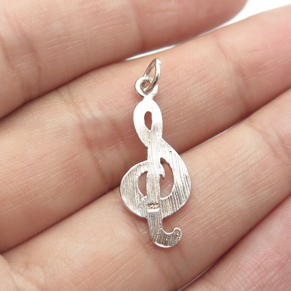 925 Sterling Silver Vintage Treble Clef Music Charm Pendant