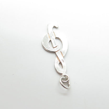 925 Sterling Silver Vintage Treble Clef Music Charm Pendant