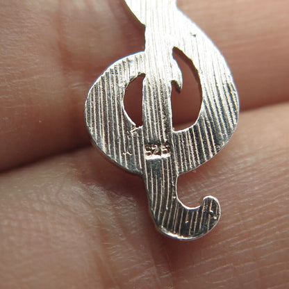 925 Sterling Silver Vintage Treble Clef Music Charm Pendant