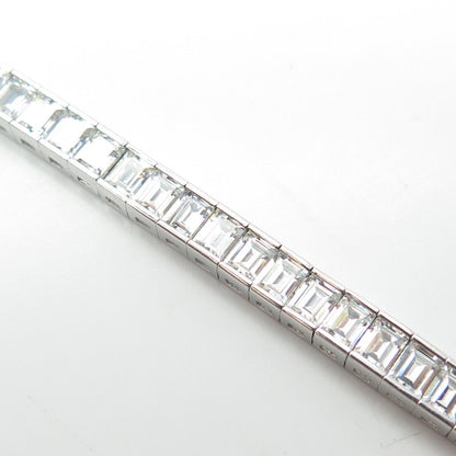 925 Sterling Silver C Z Tennis Link Bracelet 8"