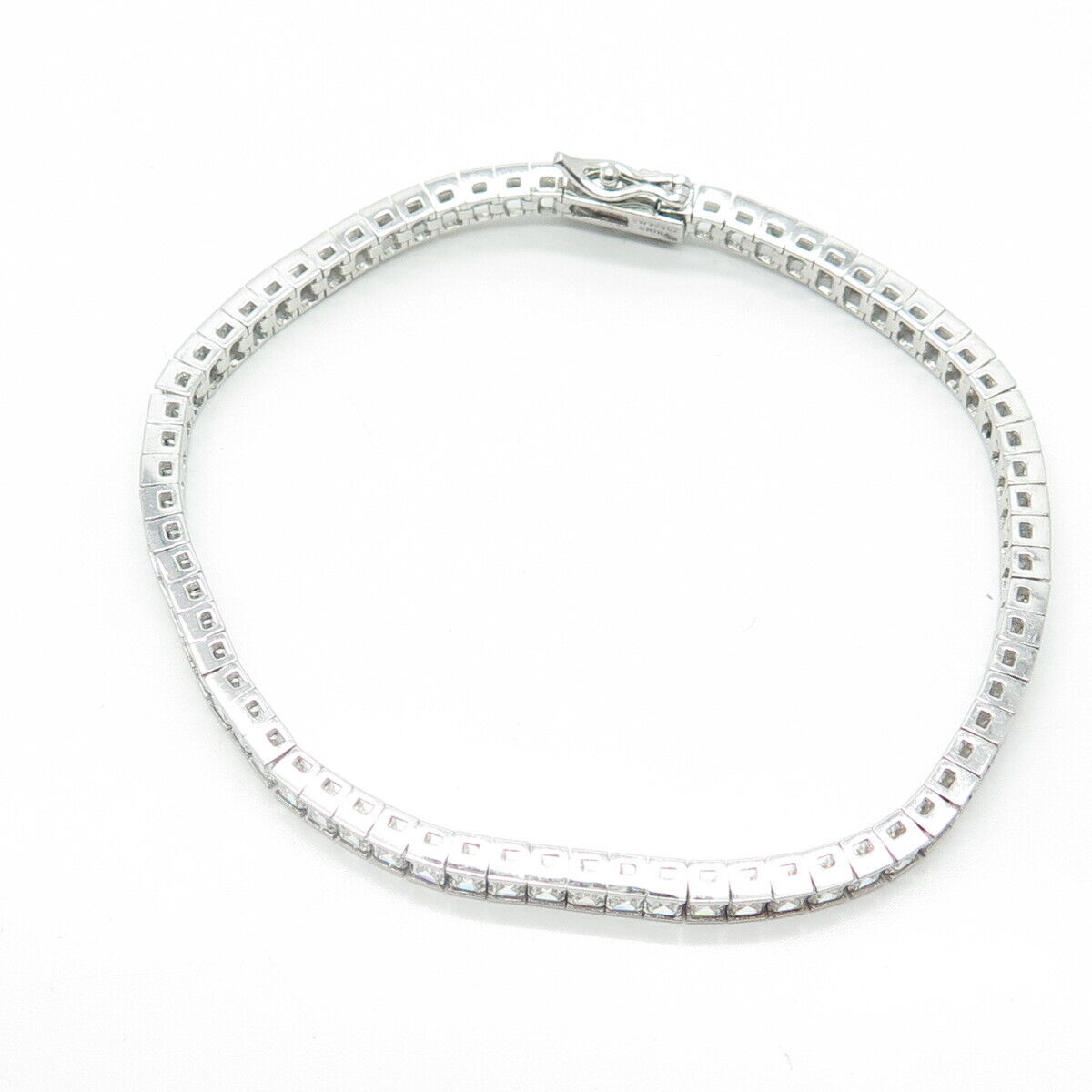 925 Sterling Silver C Z Tennis Link Bracelet 8"