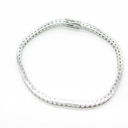 925 Sterling Silver C Z Tennis Link Bracelet 8"