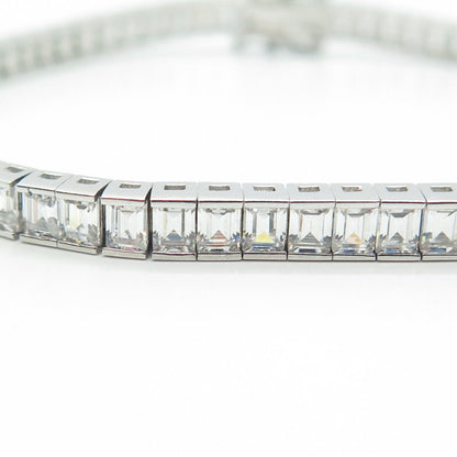 925 Sterling Silver C Z Tennis Link Bracelet 8"