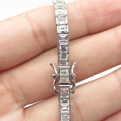 925 Sterling Silver C Z Tennis Link Bracelet 8"