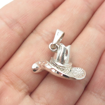 925 Sterling Silver Vintage Southwestern Cowboy Hat Charm Pendant