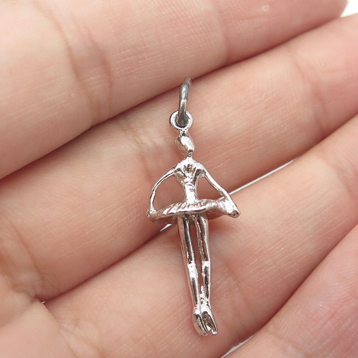 925 Sterling Silver Antique Art Deco Ballerina Dancer Girl Pendant