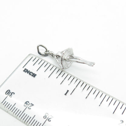 925 Sterling Silver Antique Art Deco Ballerina Dancer Girl Pendant