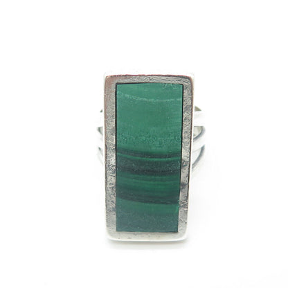 925 Sterling Silver Old Pawn Southwestern Malachite Statement Ring Size 6.25