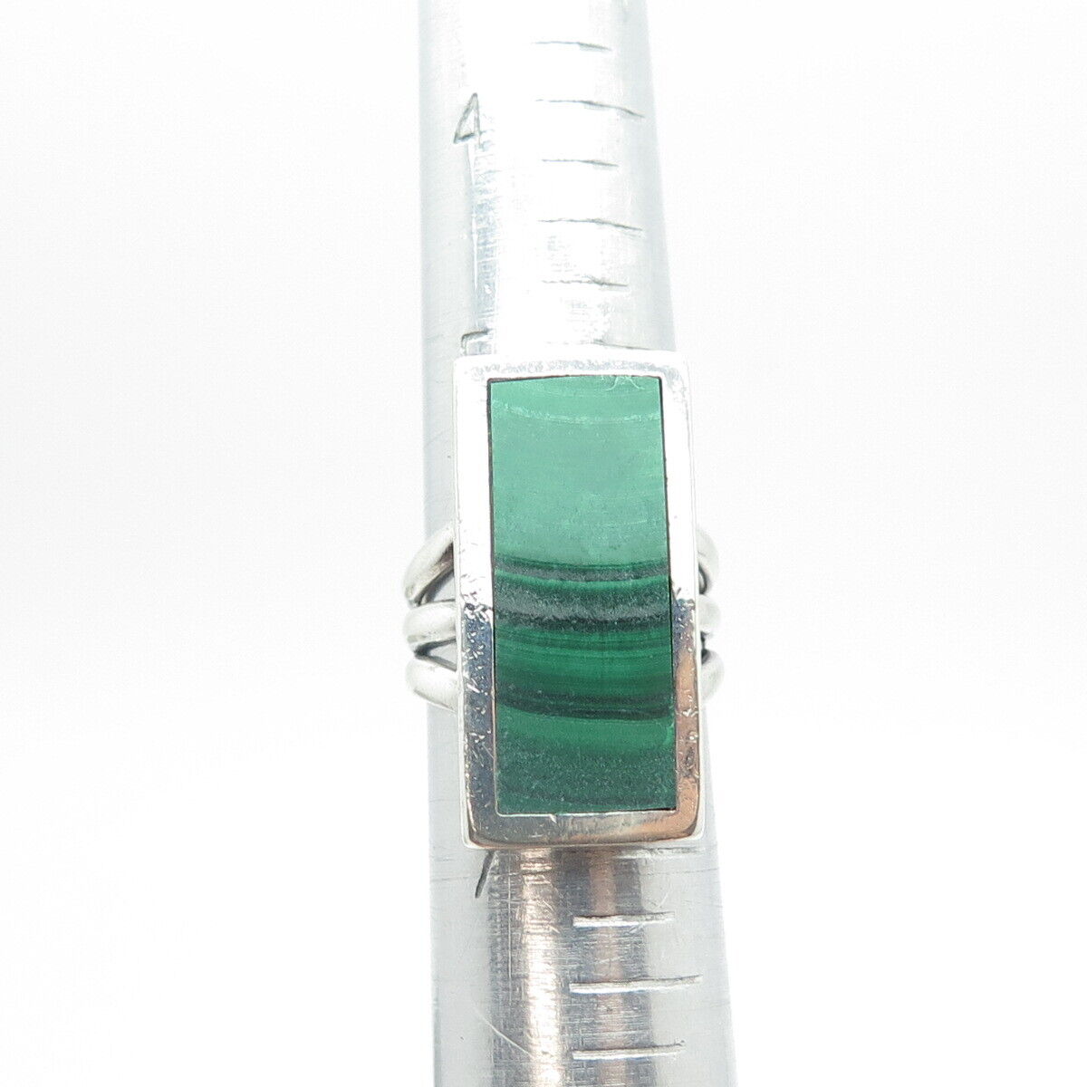 925 Sterling Silver Old Pawn Southwestern Malachite Statement Ring Size 6.25