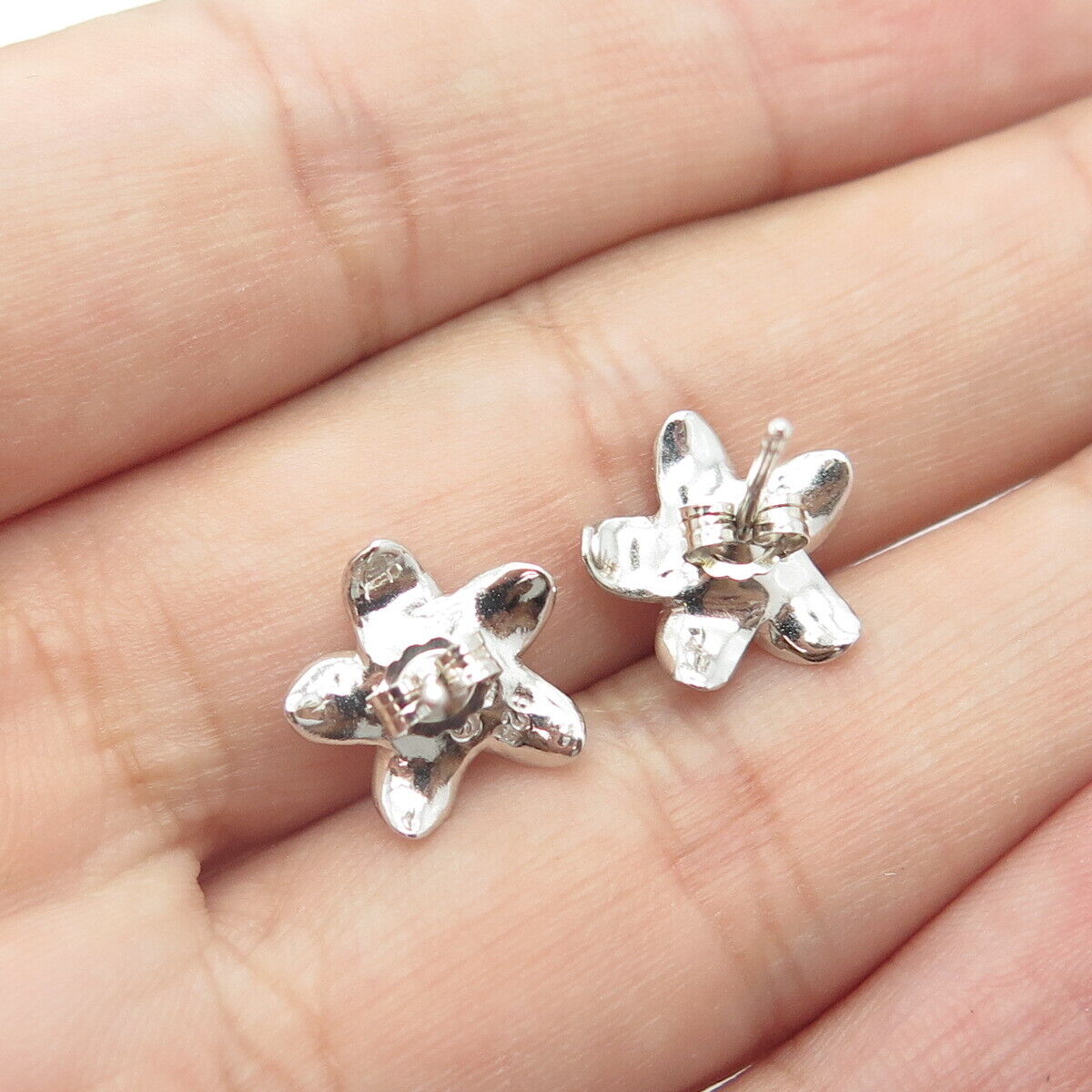 925 Sterling Silver Flower Blossom Stud Earrings