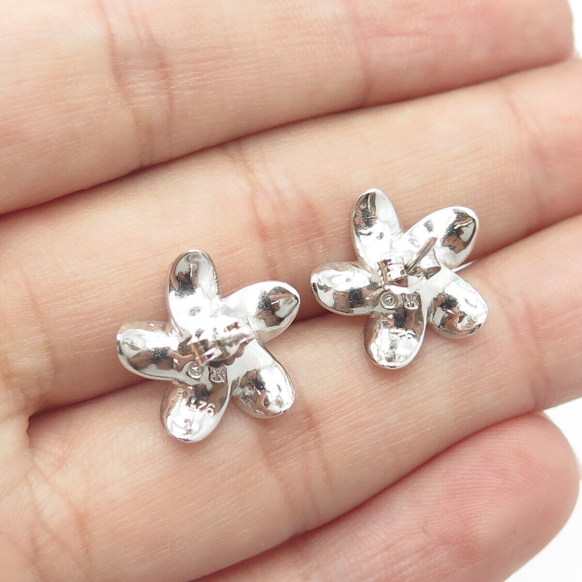 925 Sterling Silver Flower Blossom Stud Earrings