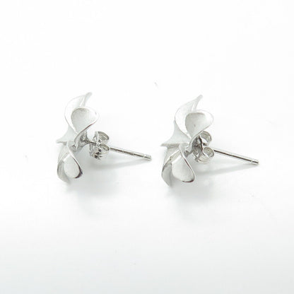 925 Sterling Silver Flower Blossom Stud Earrings