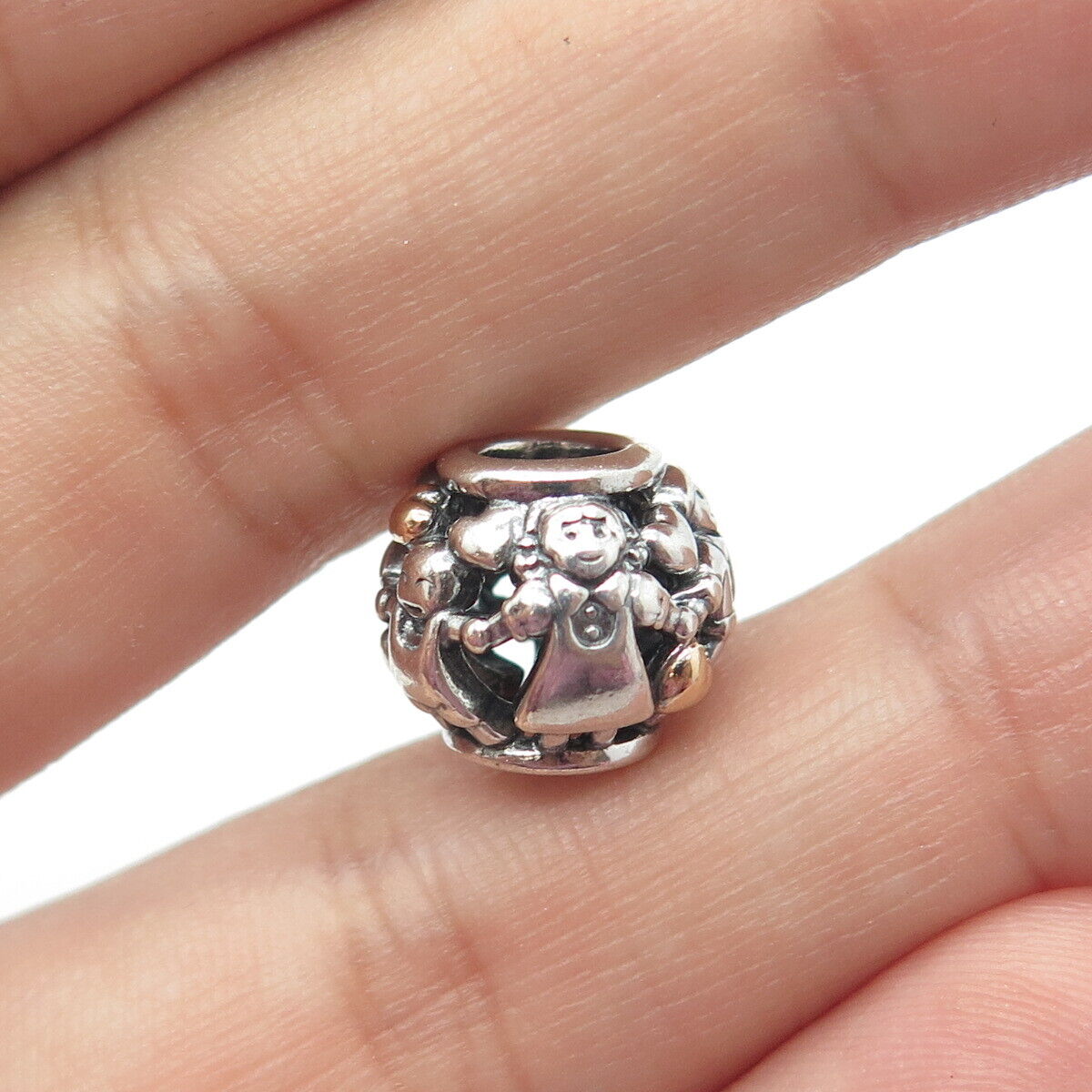 925 Sterling Silver & Gold Pandora Family Forever Bead Charm