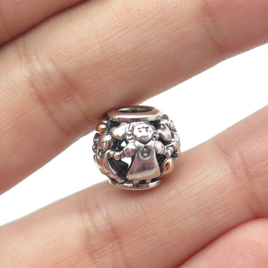 925 Sterling Silver & Gold Pandora Family Forever Bead Charm