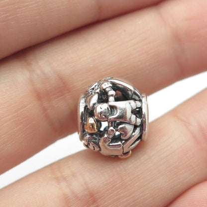 925 Sterling Silver & Gold Pandora Family Forever Bead Charm