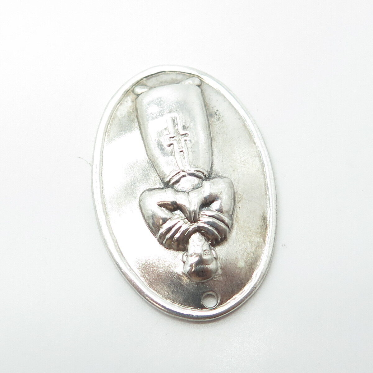 925 Sterling Silver Vintage Praying Pope Religious Medal Pendant