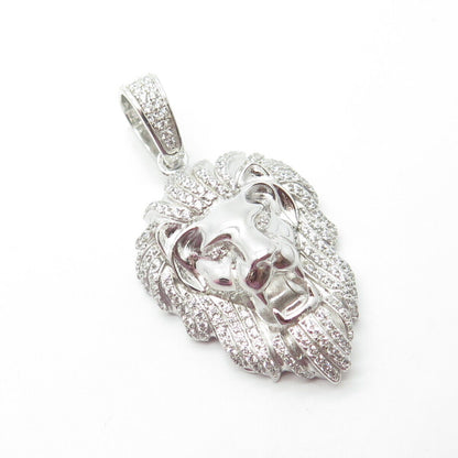 925 Sterling Silver Sara White C Z Royal Lion Pendant