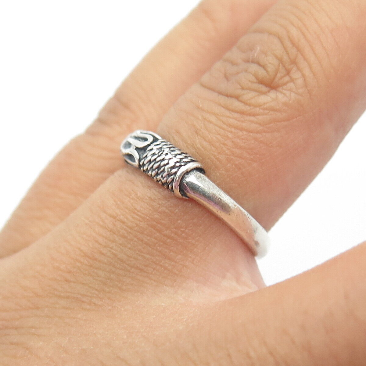 925 Sterling Silver Vintage Rope Modernist Band Ring Size 6