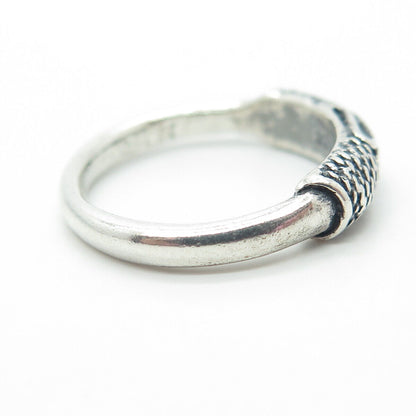 925 Sterling Silver Vintage Rope Modernist Band Ring Size 6