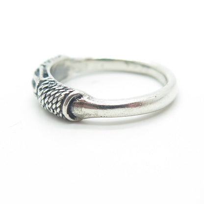 925 Sterling Silver Vintage Rope Modernist Band Ring Size 6