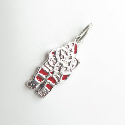 925 Sterling Silver Vintage Red Enamel Santa Claus Christmas Charm Pendant