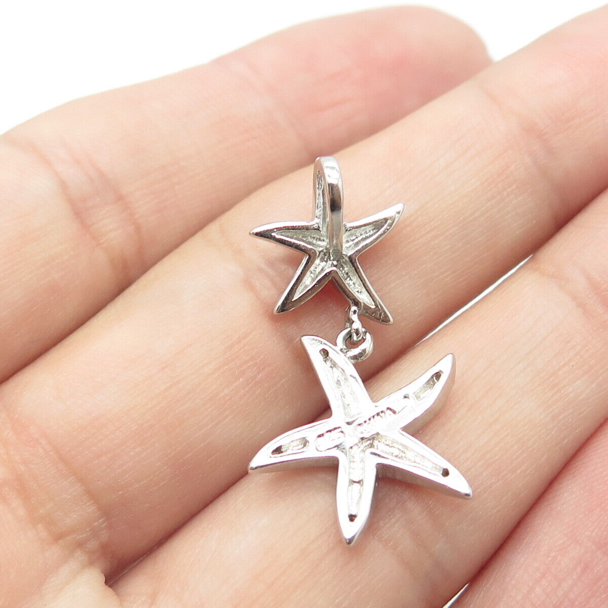 925 Sterling Silver Lab-Created Opal & C Z Sea Star Charm Pendant