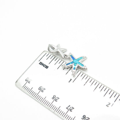 925 Sterling Silver Lab-Created Opal & C Z Sea Star Charm Pendant