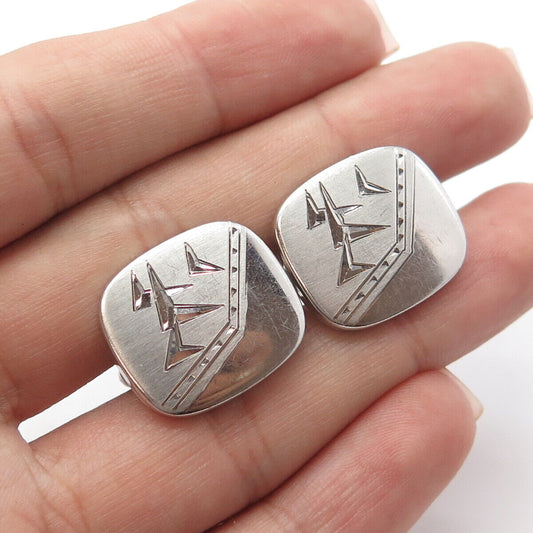 925 Sterling Silver Antique Art Deco Speidel United States Abstraction Cufflinks