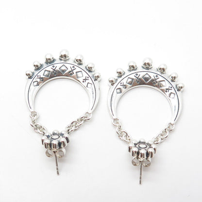 925 Sterling Silver Beaded Ethnic Dangling Earrings