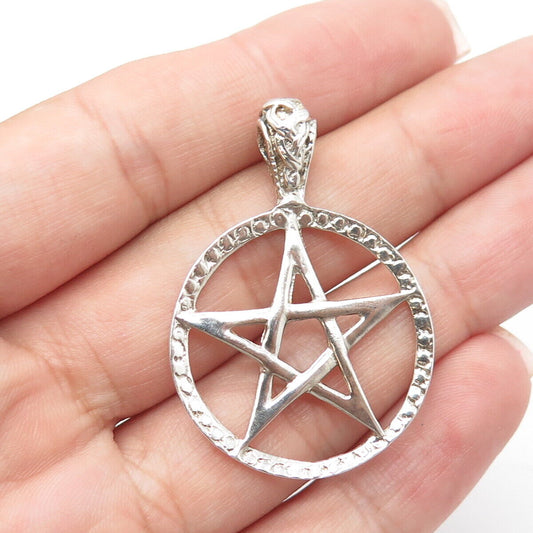 925 Sterling Silver Vintage Pentagram Star Pendant