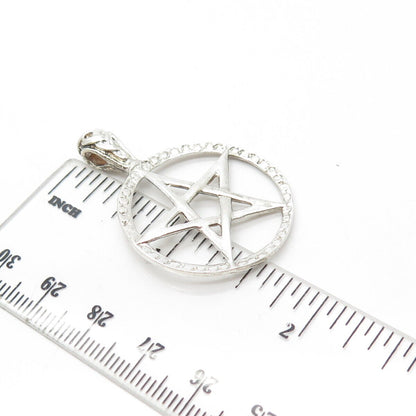 925 Sterling Silver Vintage Pentagram Star Pendant