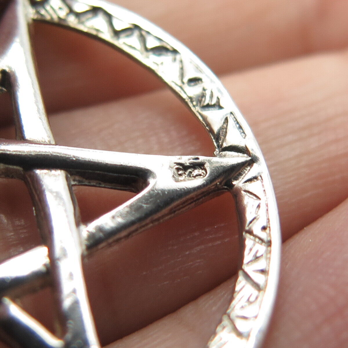 925 Sterling Silver Vintage Pentagram Star Pendant