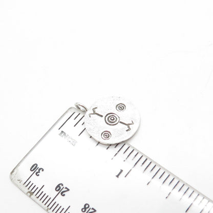 925 Sterling Silver Vintage Tribal Round Pendant