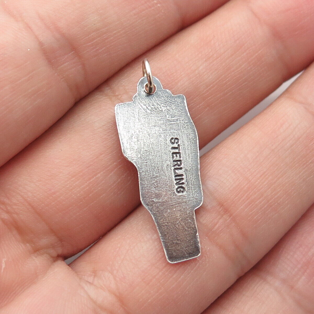 925 Sterling Silver Vintage Covered Bridge Montpelier Vermont State Map Pendant