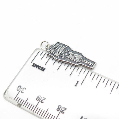 925 Sterling Silver Vintage Covered Bridge Montpelier Vermont State Map Pendant