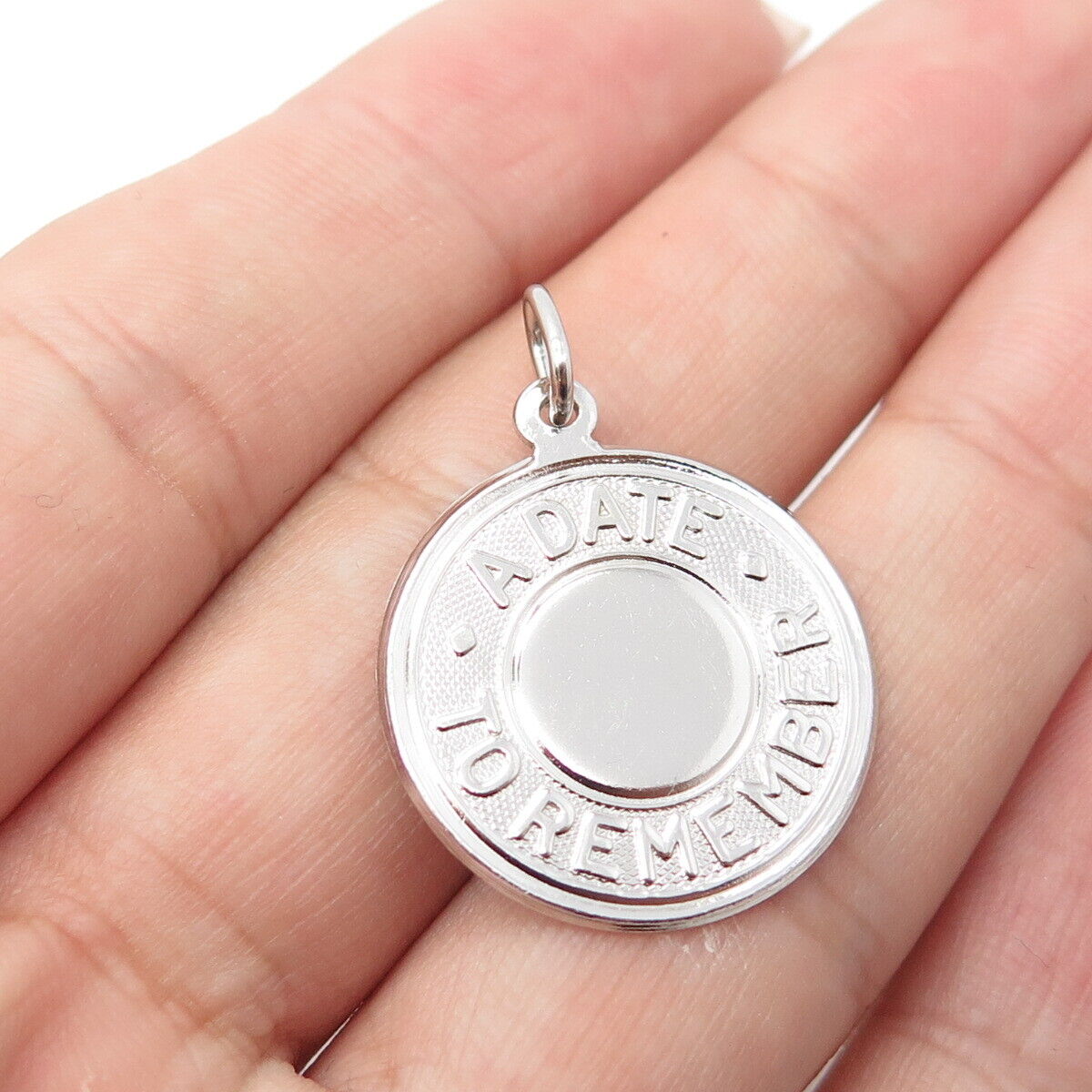 925 Sterling Silver Vintage Elco A Day To Remember Round Medal Pendant