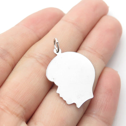 Silver Filled Uncas Vintage Boy Face Pendant