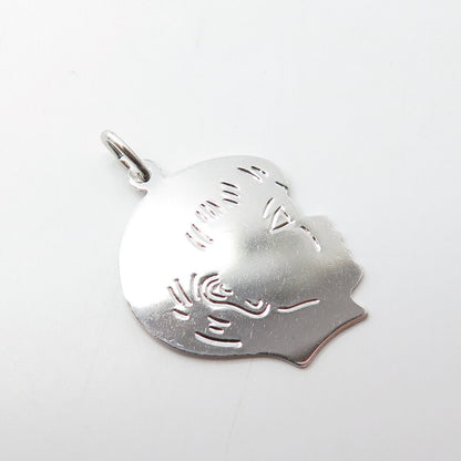 Silver Filled Uncas Vintage Boy Face Pendant